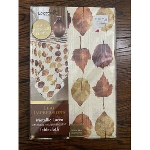 Color drift Leaf Impressions Metallic Lurex Tablecloth Water Repellent 60" X 84"